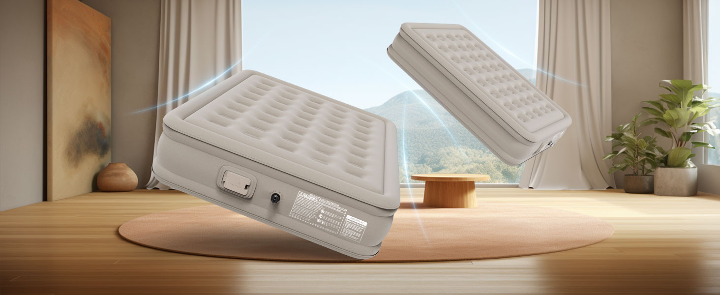 Надувний матрац для 2 осіб з самонадуванням, 200x148x36 см, преміум-якість, для кемпінгу та дому