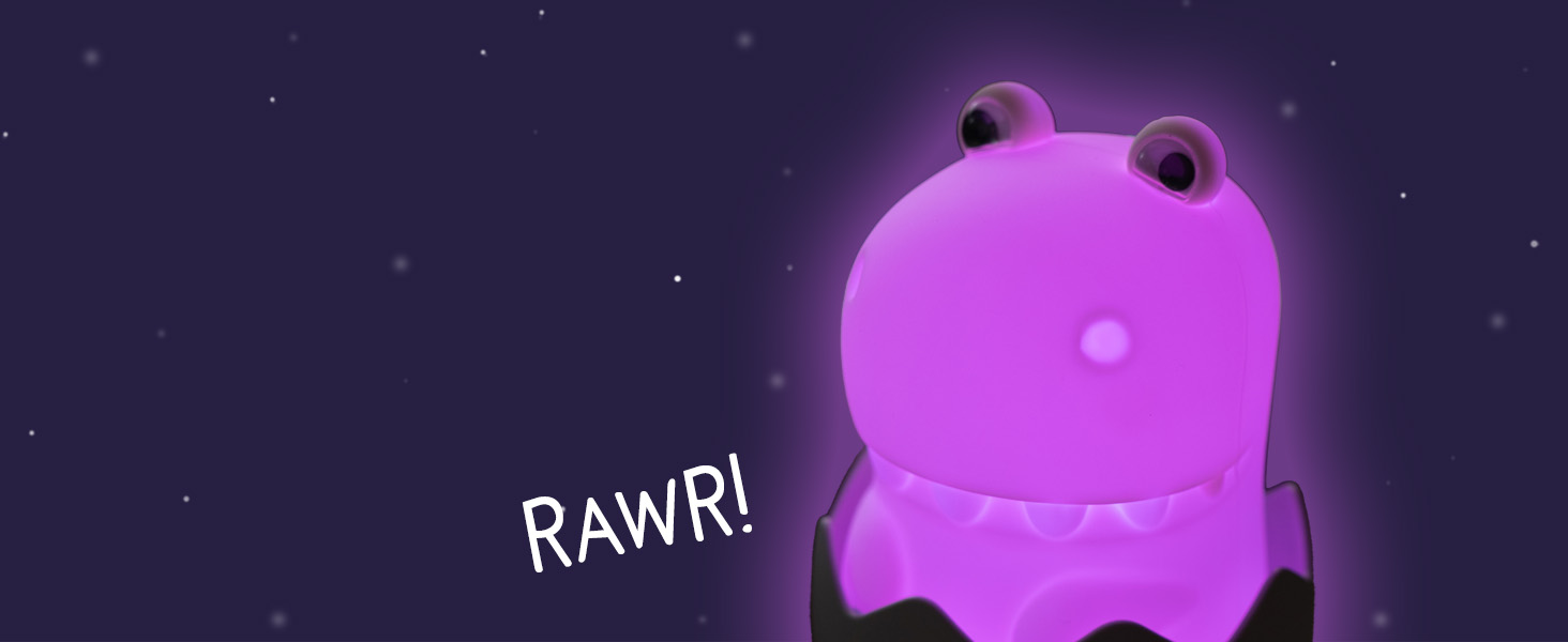 Дитячий LED нічник MegaLight Diggy Dino: RGB-підсвітка, регулювання яскравості, сенсорне керування та звукові ефекти, USB-зарядка