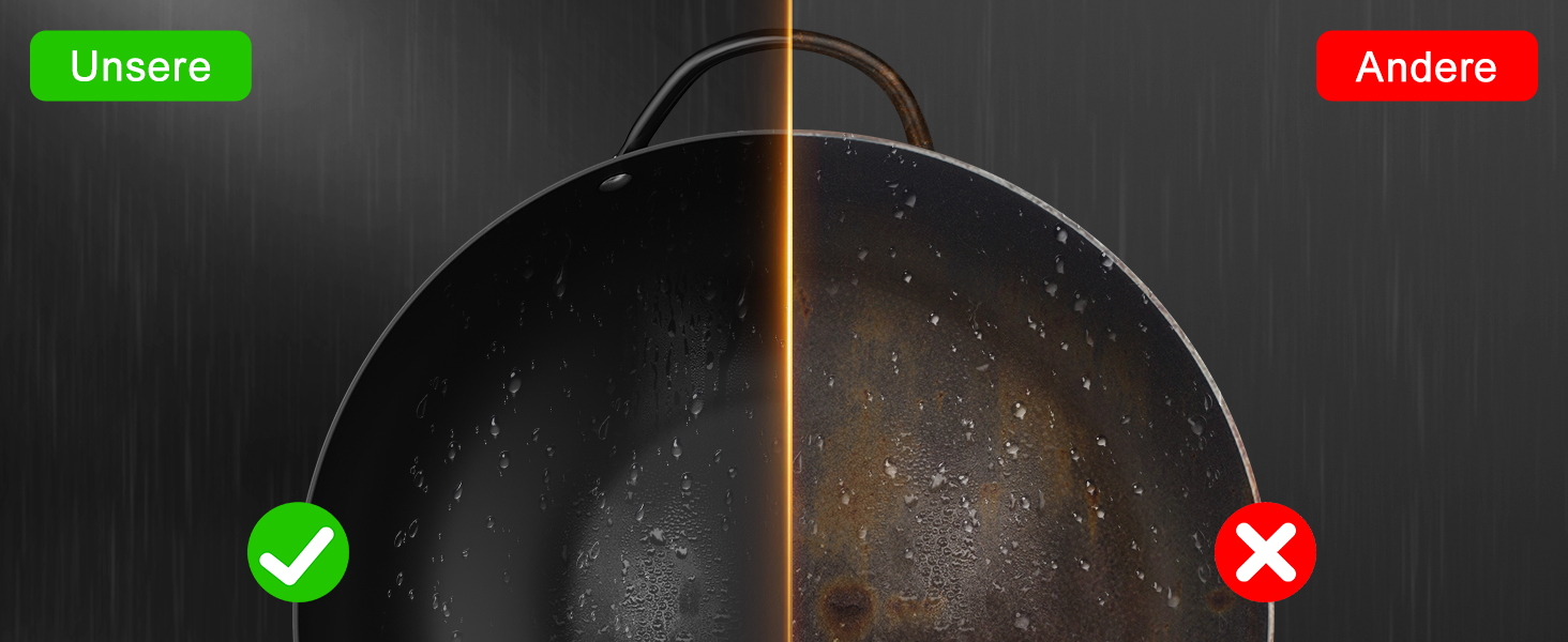 Вок Jobin 32 см з вуглецевої сталі з кришкою, дерев'яним та сталевим ручками, для приготування азійських страв (3-5 осіб), сумісний з Induktion, електро та газовими плитами - Чорний