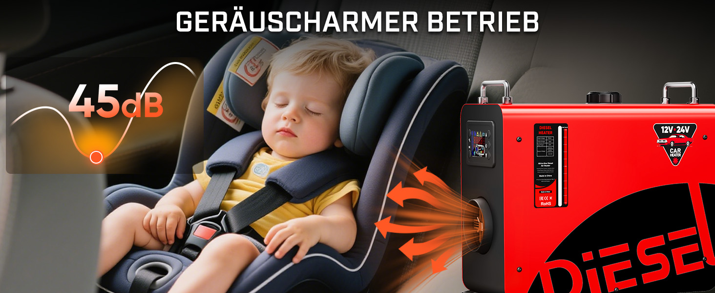 Дизельний опалювач LDHTHOPI 8 кВт, 12/24V з таймером, LCD-дисплеєм та пультом, швидкий нагрів 4.5л, для гаража, кемпінгу, автодому, червоний