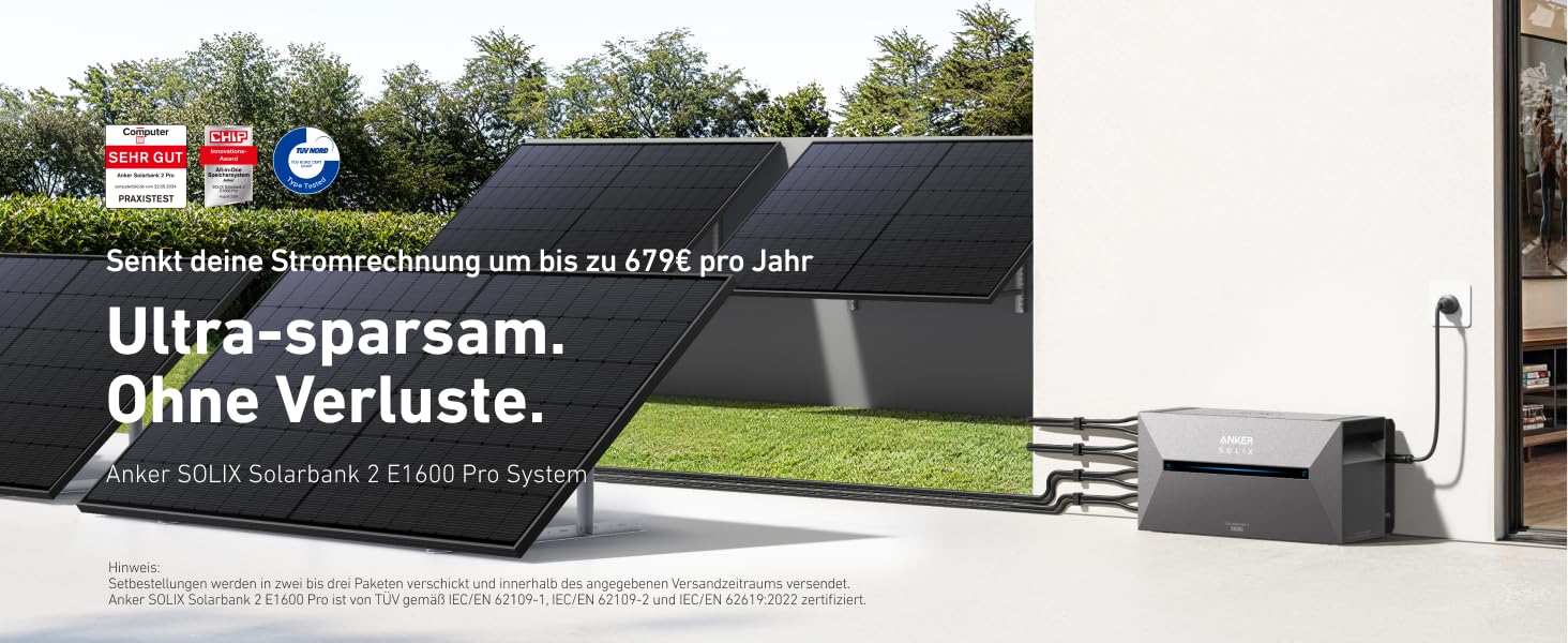 Anker SOLIX: сонячна електростанція для балкона (1780W, 3200Wh) з акумулятором Solarbank 2 E1600 Pro (1600Wh) та розширенням BP1600 (1600Wh), 4 панелі RS40T (445W), кріплення для землі, 4 MPPT, 1000W AC, Plug&Play