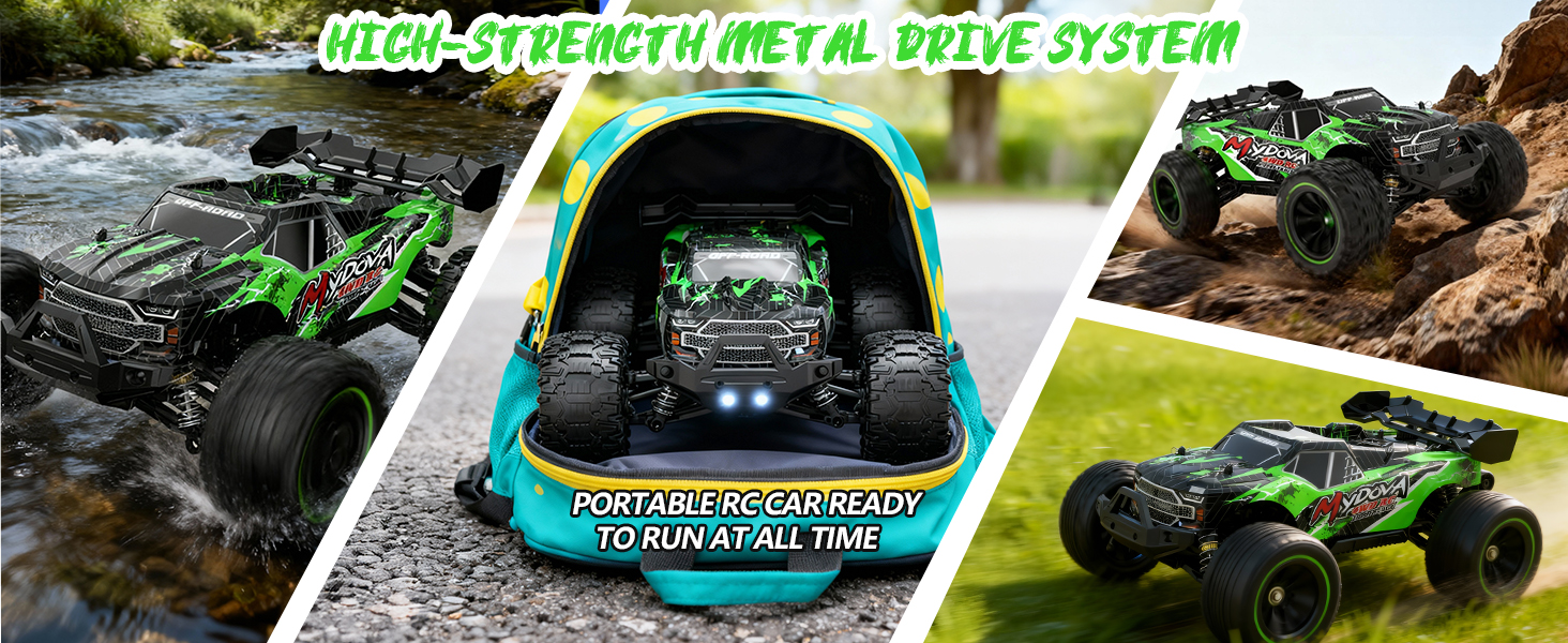 Радіокерований позашляховик RC Monstertruck 2.4GHz, 25 км/год, великий розмір, знімний, для дорослих та дітей (зелений)