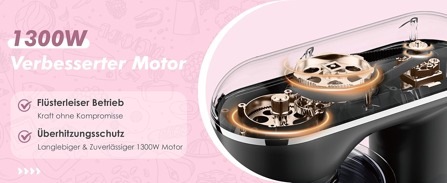 Кухонна машина Kitchen in the box рожевого кольору 6 л з 2 чашами по 3,5 л, 10 швидкостей, міксер з гаками та вінчиками