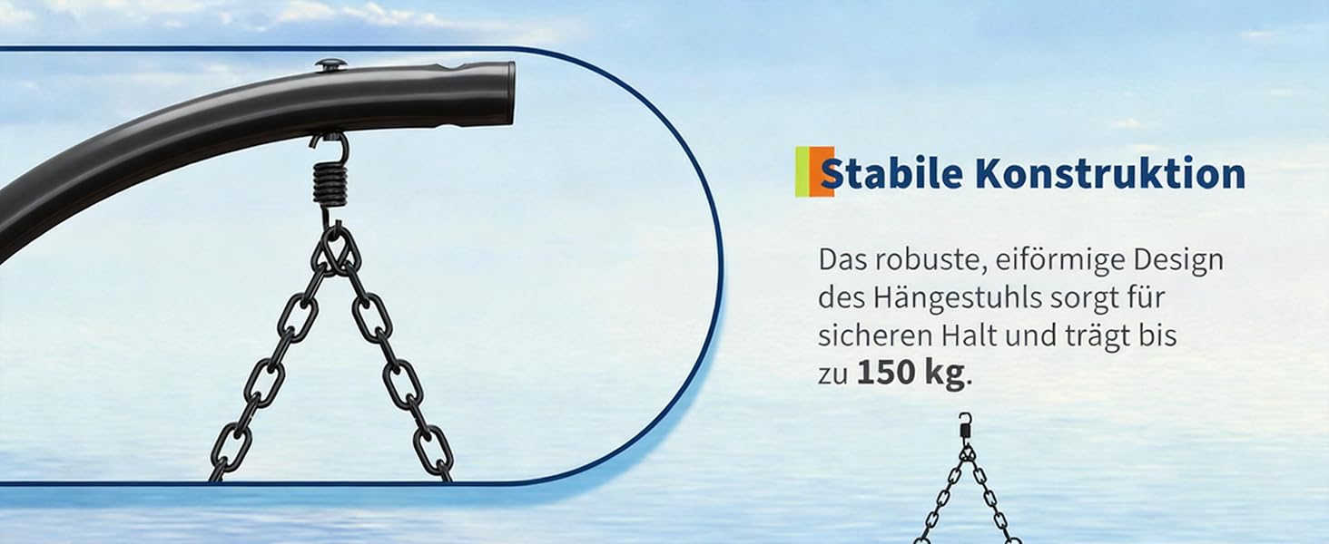 Підвісне крісло-гойдалка з металевим каркасом, ротанг, 150 кг, для саду, тераси, балкону, сіре