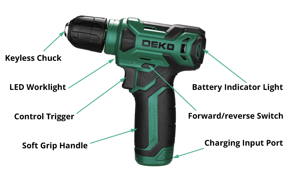 Набір інструментів DEKO 126 предметів в кейсі: професійний набір для дому, офісу та саду (зелений)