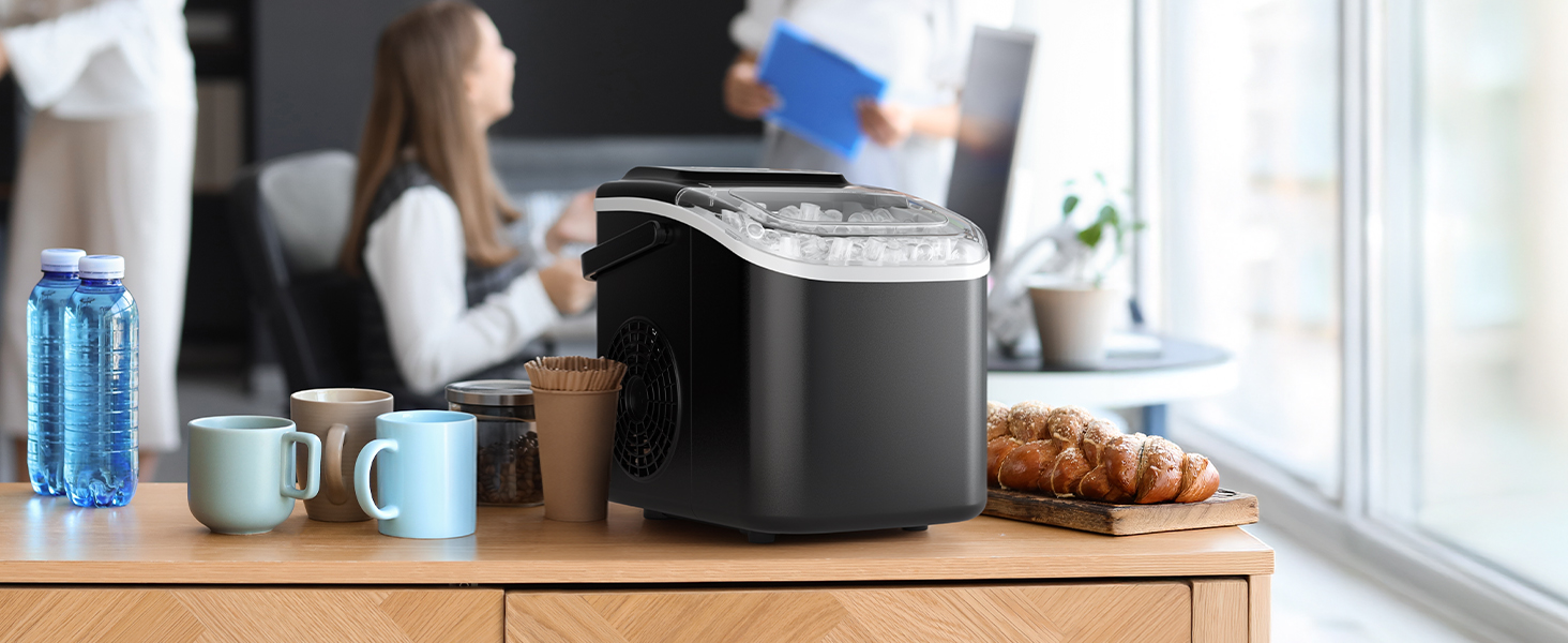 Машина для приготування льоду 12 кг/24 год, компактна модель 1,2 л, самоочищення, кошик/лопатка для льоду, 8 кубиків за 6-9 хвилин, для кухні/офісу/вечірки/дому/RV