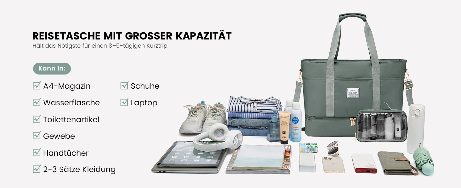 Сумка-мішок LOVEVOOK для жінок, 42L, водонепроникна, з відділенням для взуття, для подорожей, спортзалу, басейну, пологів, Ryanair