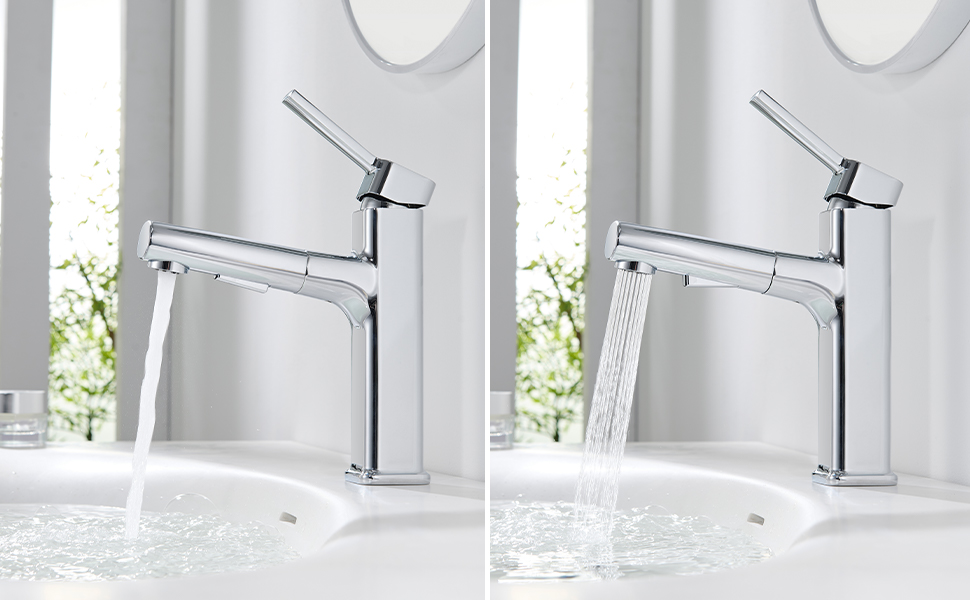 Змішувач для ванної кімнати з висувною лійкою, хром, однорідний, для холодної та гарячої води