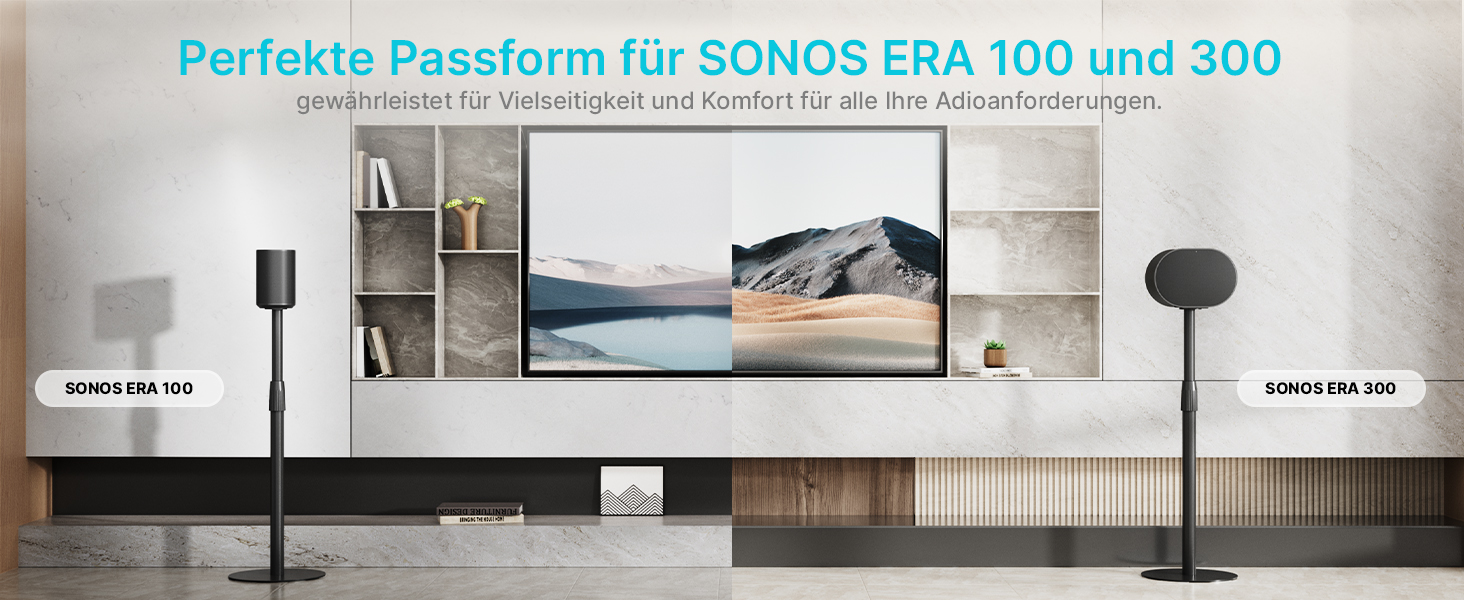 Підставка для колонок PEGZONE, сумісна з SONOS Era 300/100, регульована висота, з кабельною організацією, чорна, 2 шт.