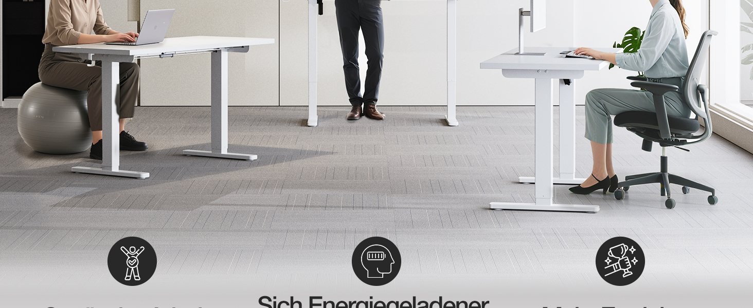 Електричний регульований стіл 120x60 см з пам'яттю, для офісу та дому. Комп'ютерний стіл з кабелеуправлінням та гачками, білий.