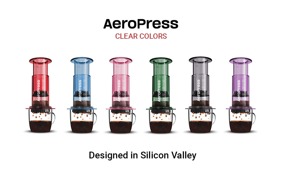 AeroPress Clear: Кавовий прес для приготування еспресо та фільтр-кави, рожевий (Стандартний) - портативний для подорожей та кемпінгу