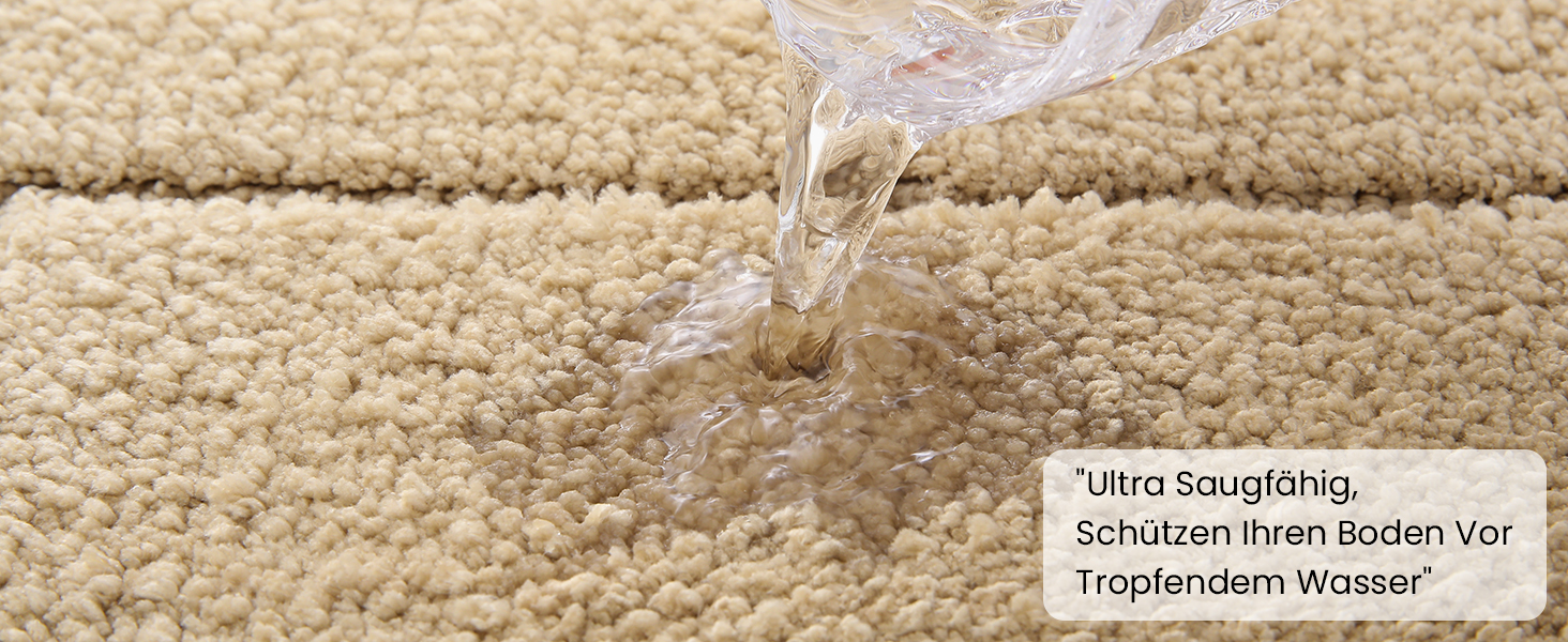 Килимок для ванної кімнати Homaxy з мікрофібри, 60x90 см, антиковзаючі, швидковисихаючий, бежевий