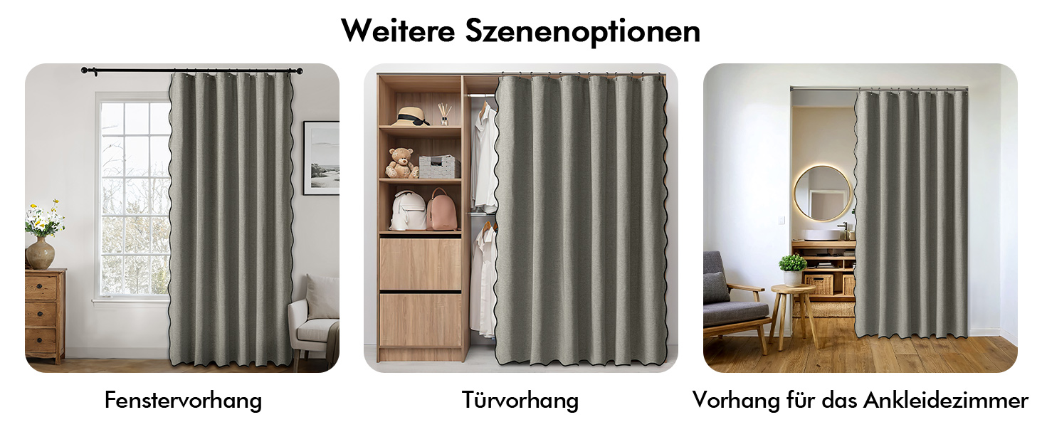 Шторка для душу MIULEE 120x200 см, льонова текстура, з чорною окантовкою, готельний стиль, водонепроникна, антигрибкова, тканинна, з 8-ма кільцями, сіра