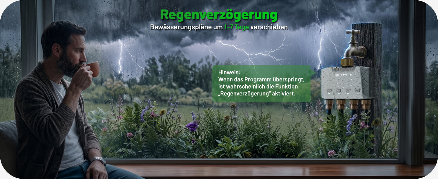 Розумний таймер для поливу GardenLife з Wi-Fi, 4 канали, керування через додаток та голосові команди, 5 програм поливу для газону та саду