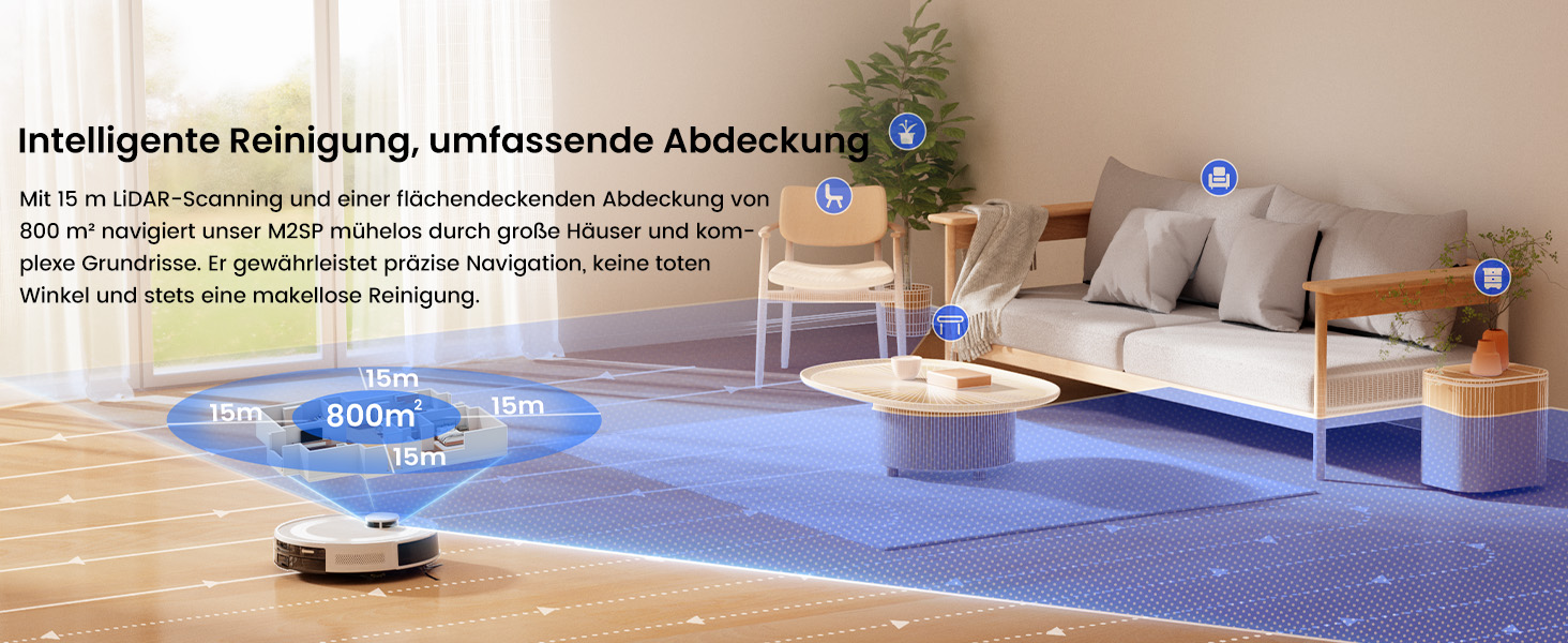 Робот-пилосос LEFANT M2S Pro з функцією миття, 5000Pa, лазерна навігація, LiDAR dToF, 150 хв, розпізнавання килимів, керування через додаток/голос, ідеальний для шерсті тварин, чорний