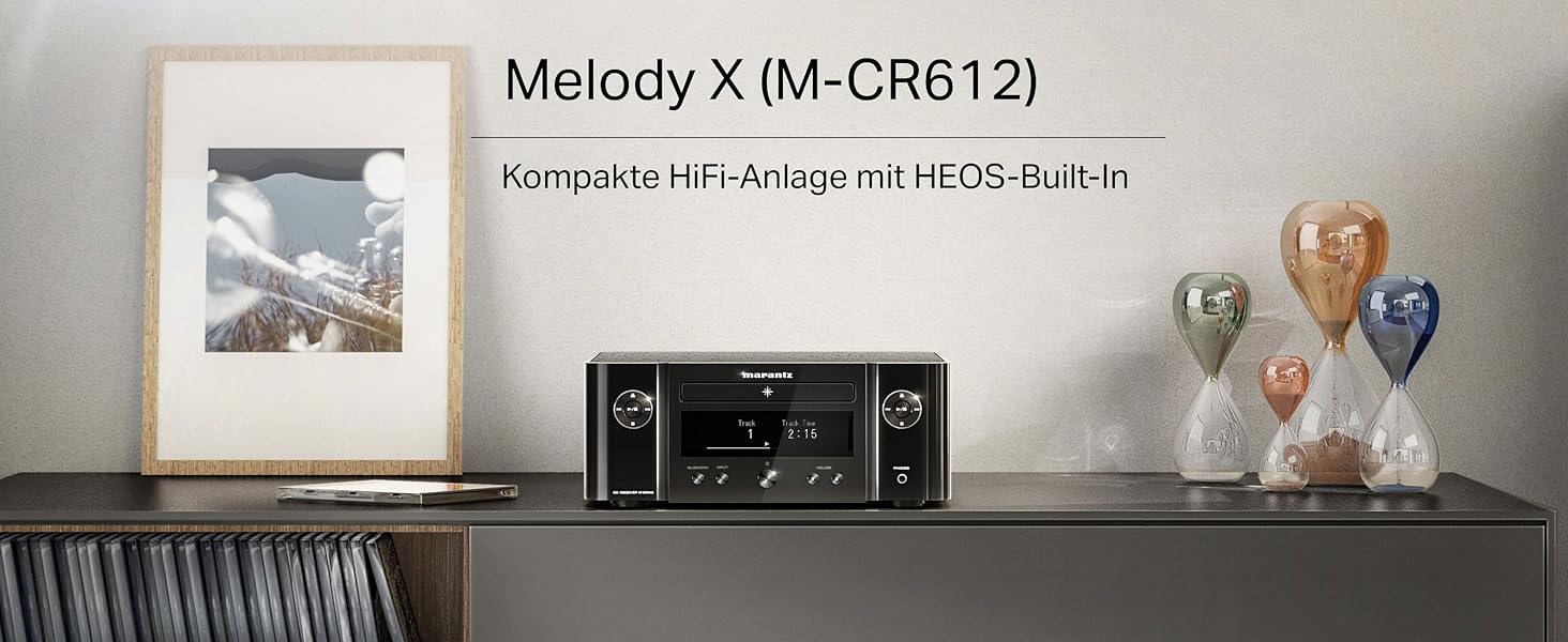 Система Marantz Melody X, програвач компакт-дисків, радіо DAB, потокове передавання, HEOS, Bluetooth, AirPlay 2, Alexa, Чорний