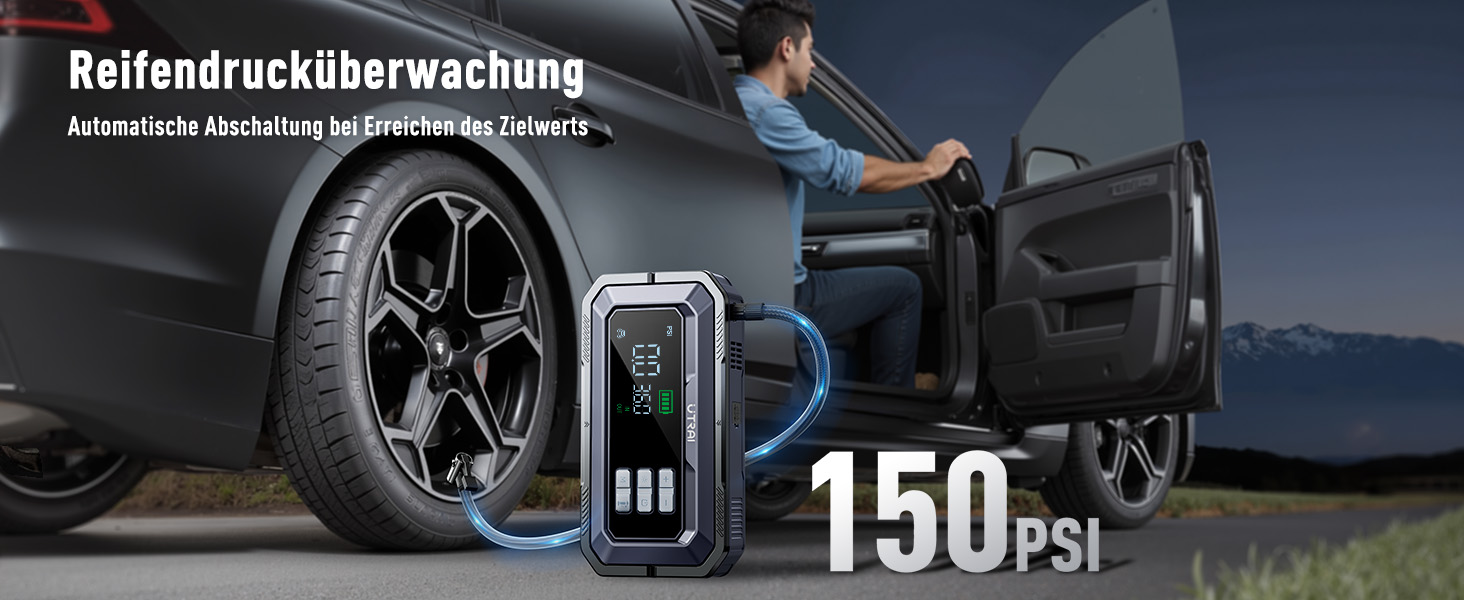 Powerbank-пусковий пристрій UTRAI 7000A з компресором та OBD-сканером. 2000 люмен LED, 160W DC, для бензинових та дизельних авто