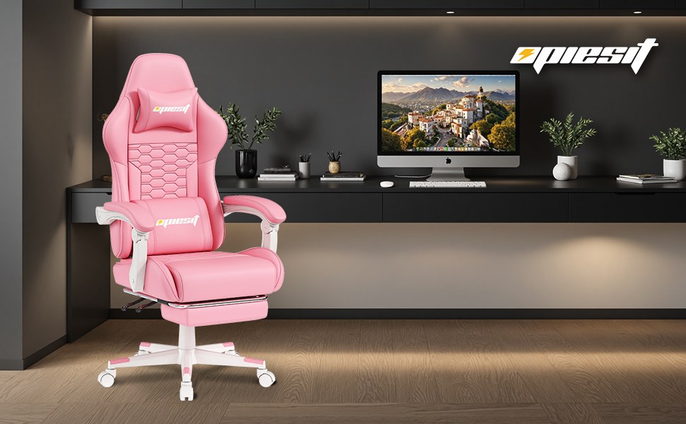 Ігровий крісло з підніжкою, регульованими підлокітниками та підтримкою попереку, ергономічне крісло для офісу з високою спинкою для дорослих, велике та високе крісло для робочого столу (Хейроза)