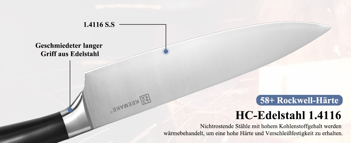 Набір кухонних ножів Keemake 7 предметів з дерев'яним блоком, професійний набір кухонних ножів з нержавіючої сталі, міцні та гострі