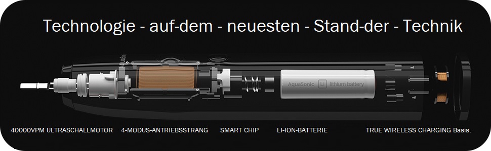 Електрична зубна щітка Aquasonic Black Series Ultra - 8 насадок, кейс, бездротова зарядка, 4 режими, таймер