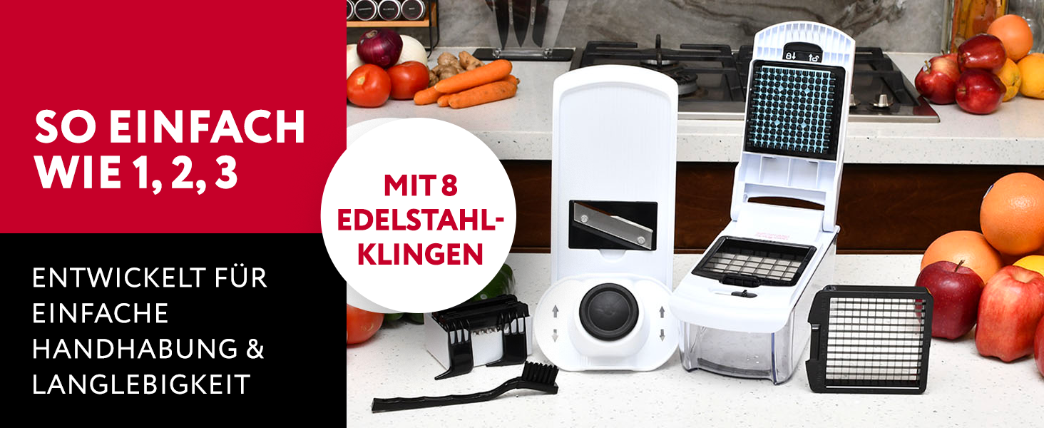 Многофункціональний овочевий слайсер-терка Mandoline 10-в-1 (білий) - для овочів, фруктів, сиру, цибулі, картоплі, огірків, жульєни