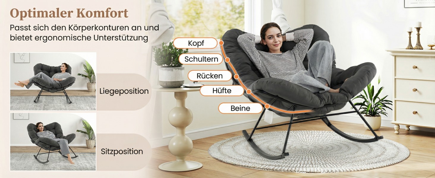 Крісло-гойдалка COSTWAY для саду, балкона та дому, зелене, з подушкою, вантажопідйомність 205 кг