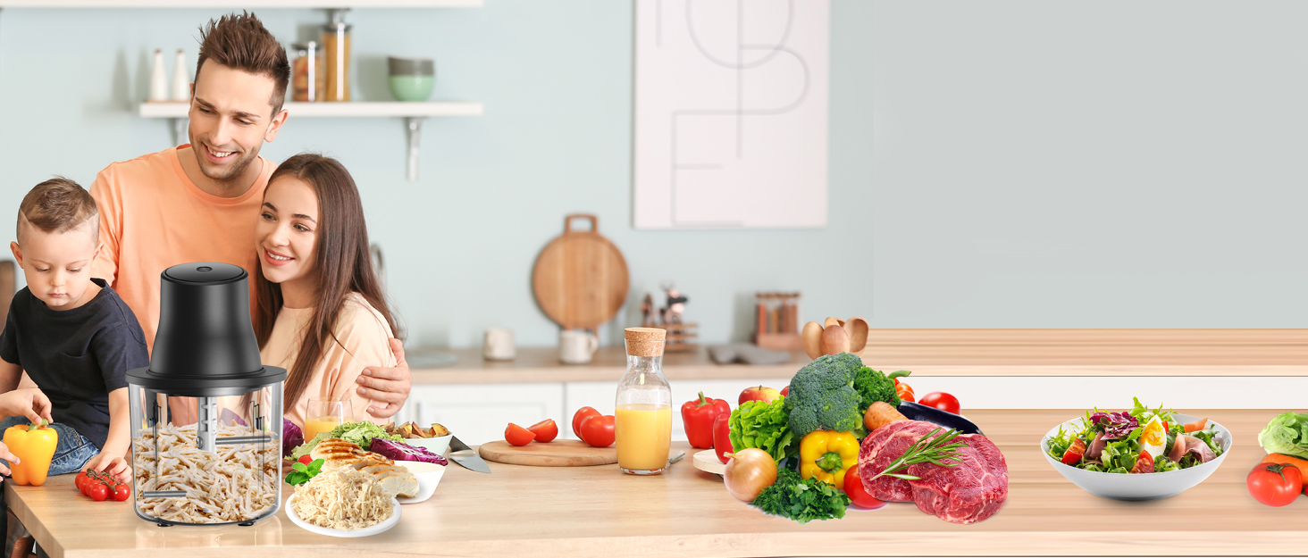 Електричний подрібнювач/подрібнювач для кухні 1.5L, чорний: для м'яса, овочів, фруктів, горіхів, дитячого харчування, 250W