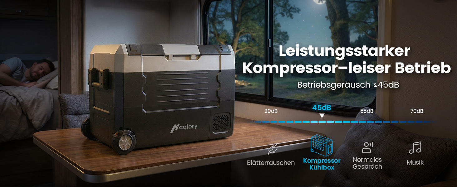 Автомобільний компресорний холодильник з Bluetooth, 45л: Подвійний температурний режим (-20°C/+20°C), 12/24/230V, з колесами та перегородкою для кемпінгу, авто, вантажівки