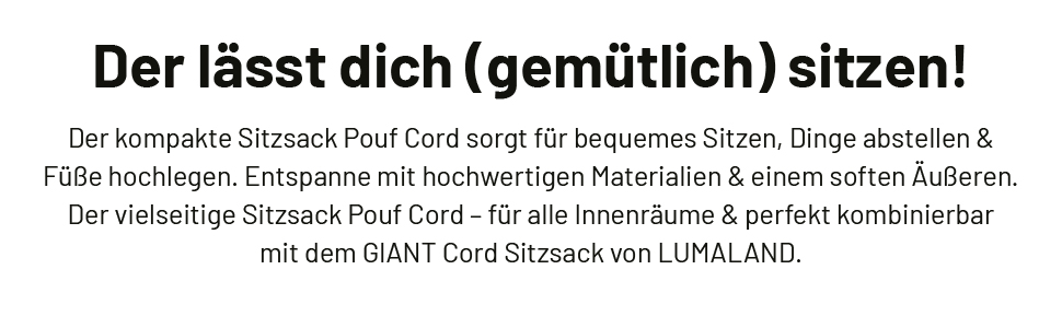 Lumaland Gaming Sitzsack XXL Cord: Крісло-мішок для геймерів, темно-синій, 135x100 см. Комфортний Bean Bag для підлітків та дорослих