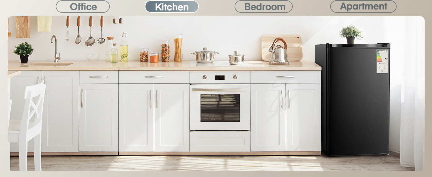 Компактний холодильник FOHERE на 90л з морозильною камерою, відділенням для овочів та 7 рівнями регулювання температури, чорний