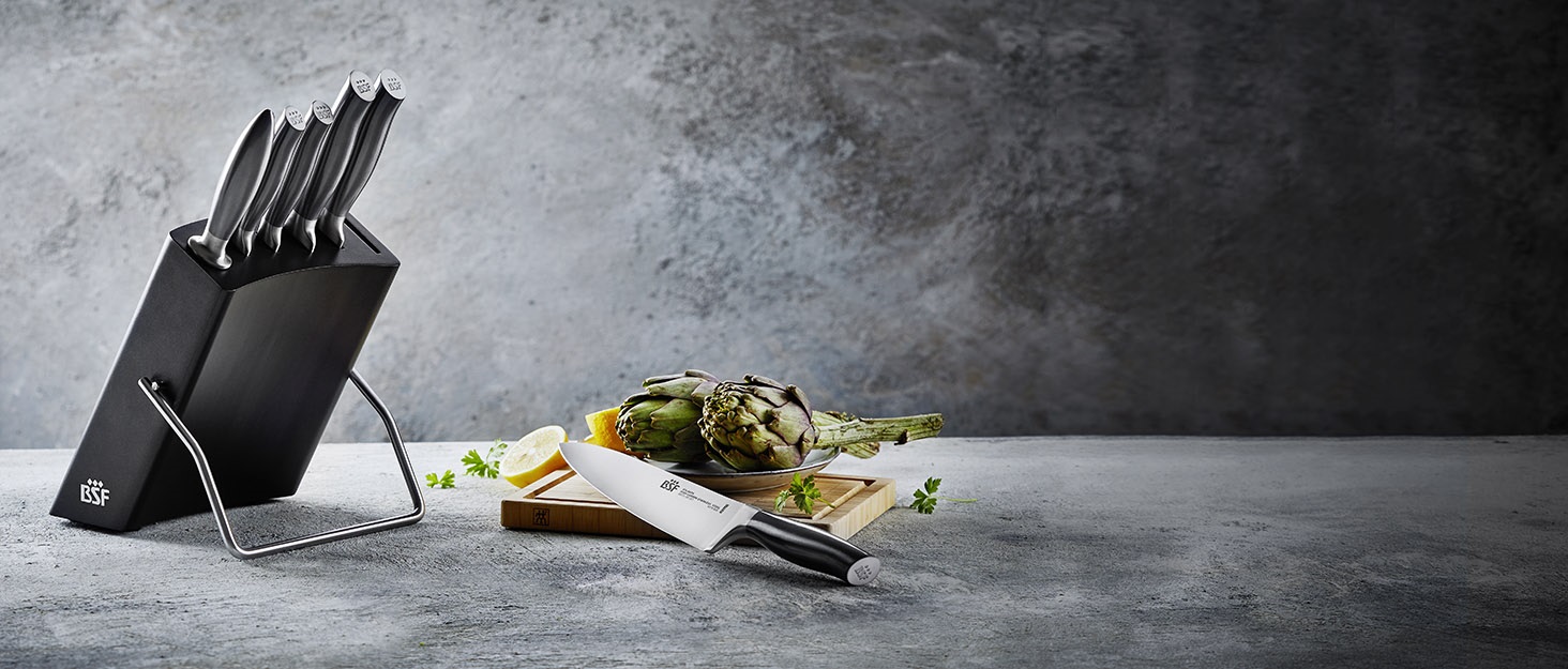 Набір ножів BSF Atlanta 7 предметів у дерев'яному блоці, нержавіюча сталь, антрацит