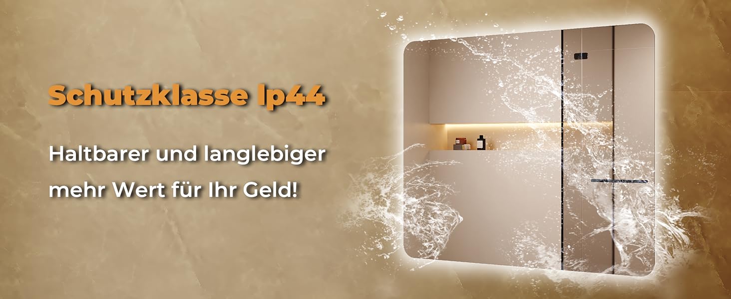 Дзеркало для ванної кімнати LOMIKEN з підсвічуванням, 60 x 50 x 3,5 см, LED, 6400K, холодний білий, енергозбереження, вертикальне/горизонтальне кріплення