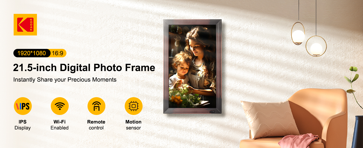 Цифровий фотоальбом Kodak 10 дюймів з Wi-Fi, 32GB, IPS HD сенсорний екран, авто-поворот, для дому та офісу