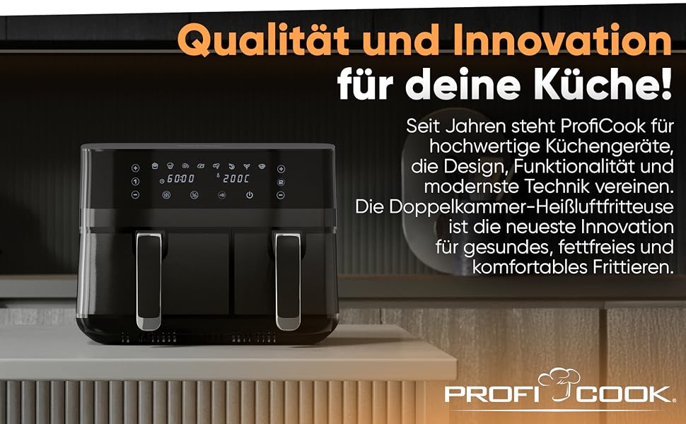 Аерофритюрниця ProfiCook PC FR 1295 H з двома камерами та системою одночасного приготування, 9 л, антипригарне покриття