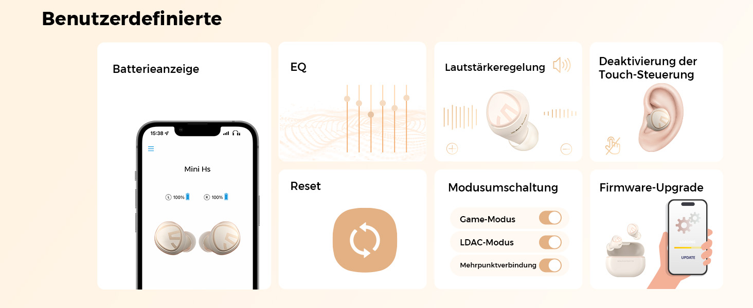 Навушники SoundPEATS Mini HS Bluetooth 5.3, Hi Res Audio, LDAC, AI мікрофон, 36 год, HiFi стерео, жовтий