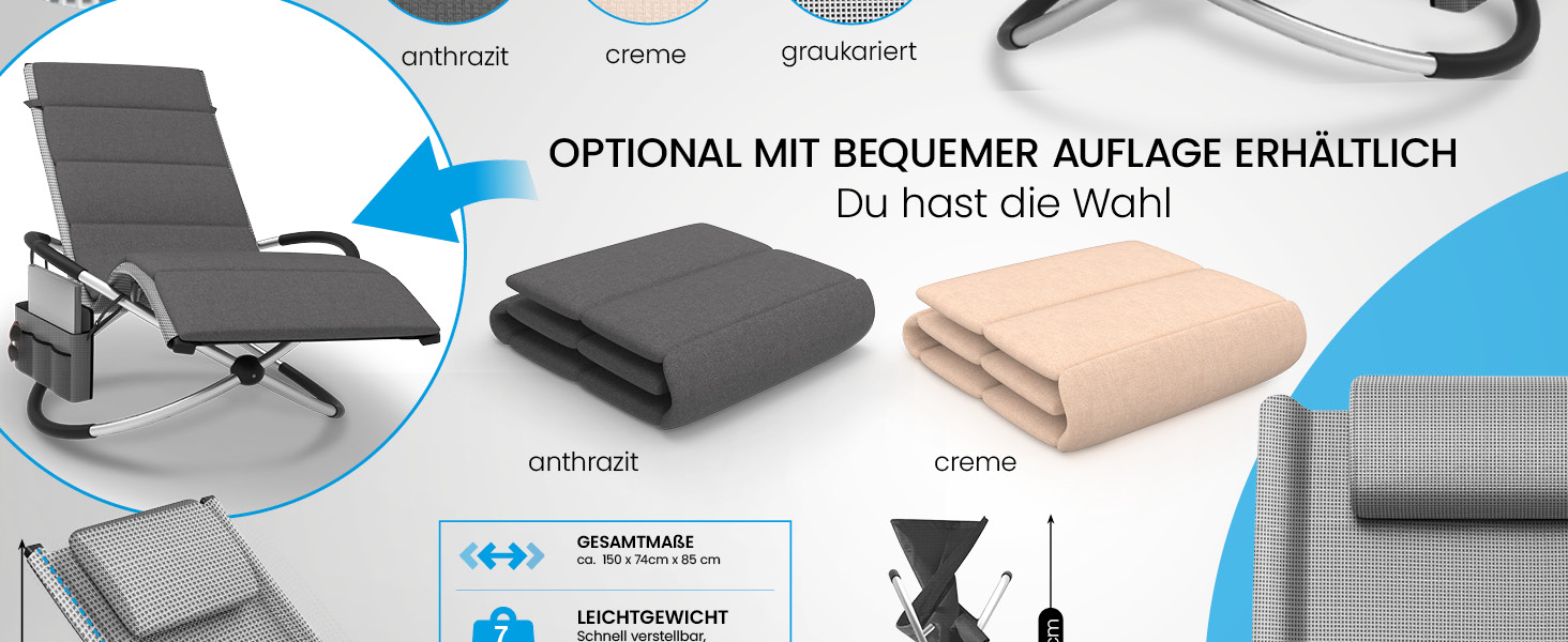 Крісло-гойдалка ELONEO для саду та балкону, крісло-шезлонг, 180 кг, вологостійке, сіре в каре, без подушки