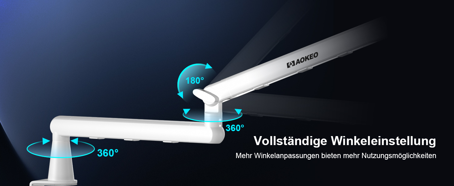 Стійка для мікрофона Aokeo AK-55 для столу, біла - для Yeti, Snowball, HyperX, Elgato