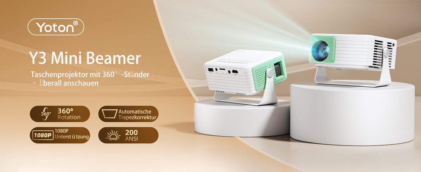 YOTON Mini Beamer 1080P: Портативний проектор для дому, спальні, HDMI/USB/PS5/ТВ-стік, чорний (зелений)