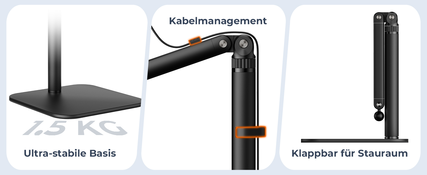 Тримач для мікрофона на стіл, регульований кронштейн 1/4-3/8-5/8 дюйми для Blue Yeti, Fifine, HyperX, мікрофонів/веб-камер/DSLR камер для студії, подкастів, стрімінгу (7-50 см)