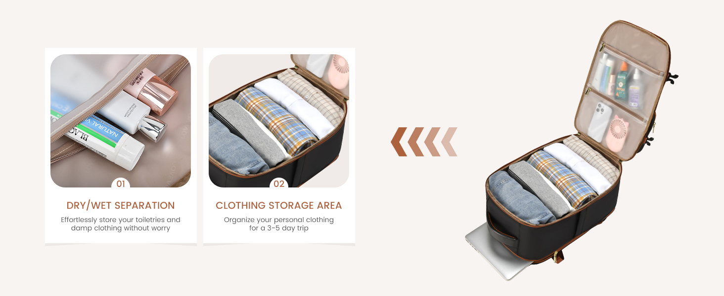 LOVEVOOK Рюкзак для ручної поклажі в літак 40L, жіночий великий, 17.3