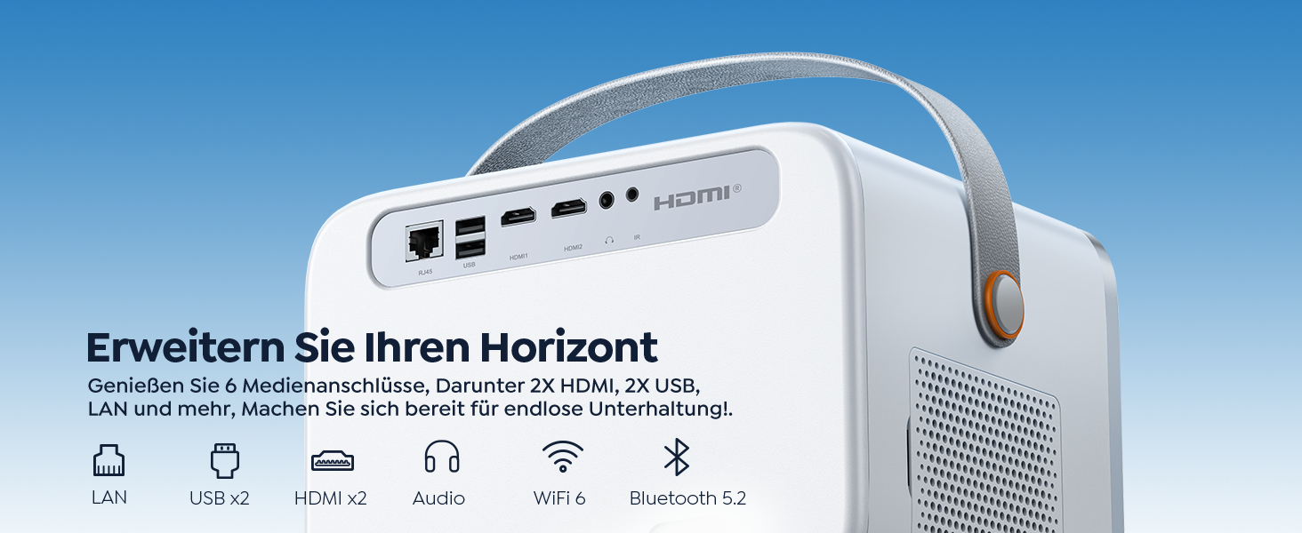 YABER V12 проєктор 4K: Full HD, WiFi6, Bluetooth 5.2, автофокус, 20W Dolby, для дому та на відкритому повітрі