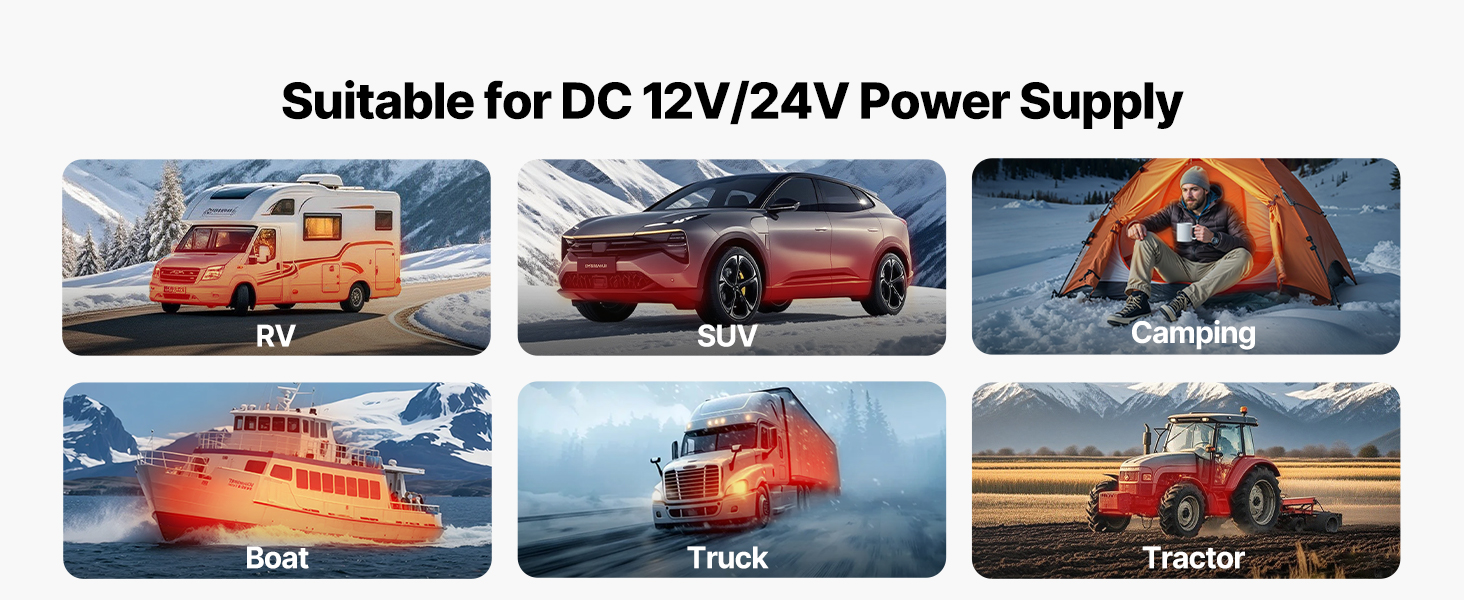 Дизельний опалювач VEVOR 8 кВт, 12/24 В, портативний, з пульт. та LCD, 5л, для авто, вантажівок, кемперів, блакитний