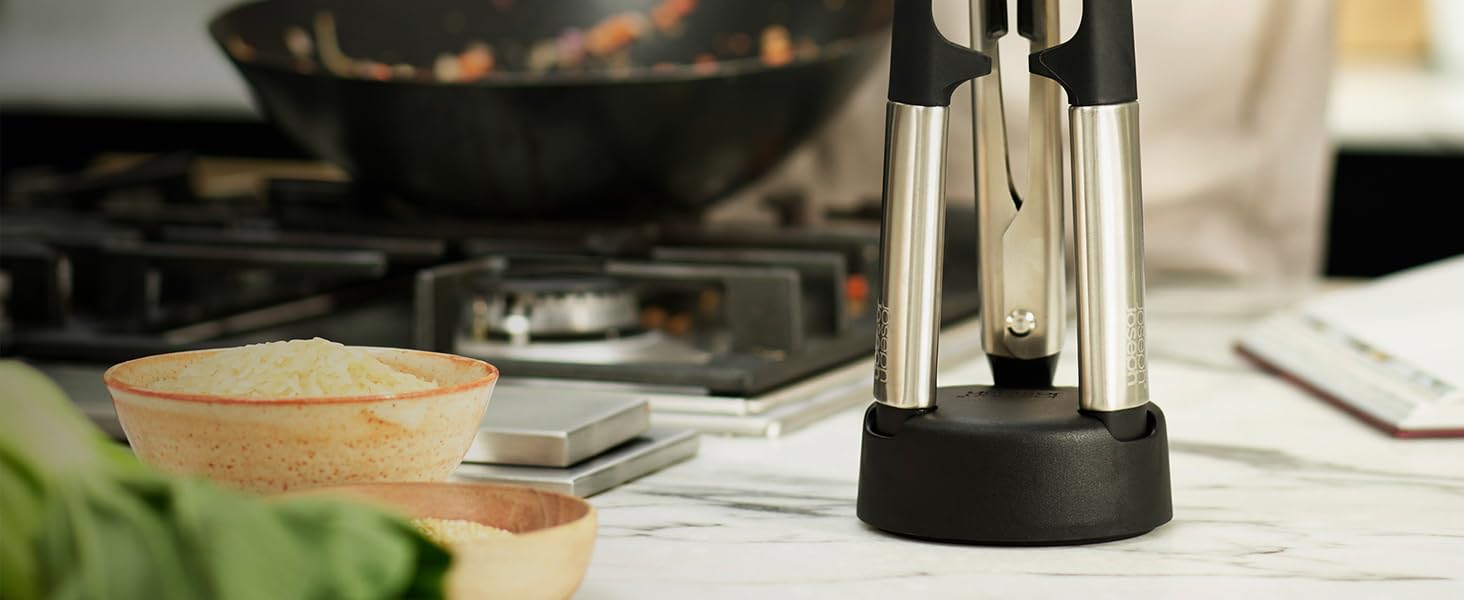 Набір кухонних аксесуарів Joseph Joseph Elevate Fusion (5 шт.) з підставкою, кухонні інструменти, BPA-free, термостійкі, з антипригарним покриттям, нержавіюча сталь