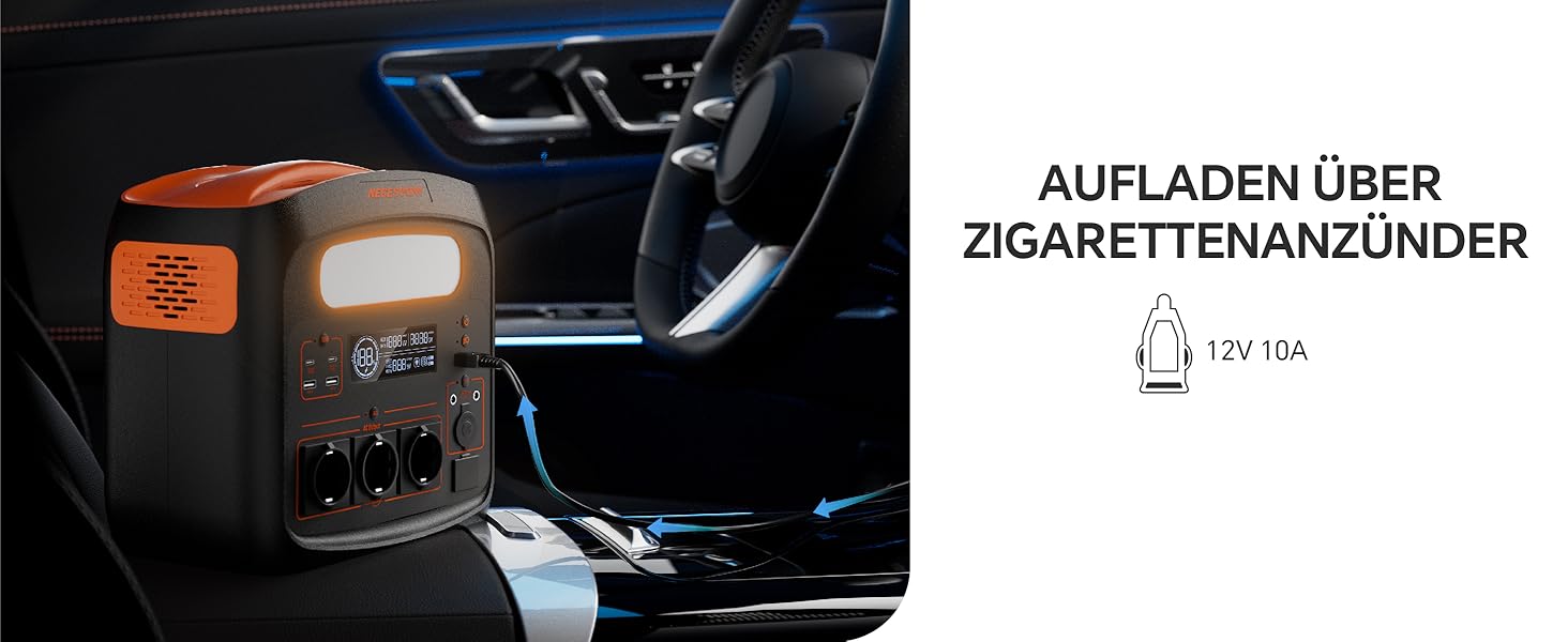 Портативна електростанція 1500W (3000W пікова потужність), 1102,5Wh LiMnFePO4 акумулятор, швидка зарядка за 90 хв, PD 100W, USB-C/AC/DC, сонячна панель, для кемпінгу, резервне живлення, на відкритому повітрі (Помаранчевий + Чорний)