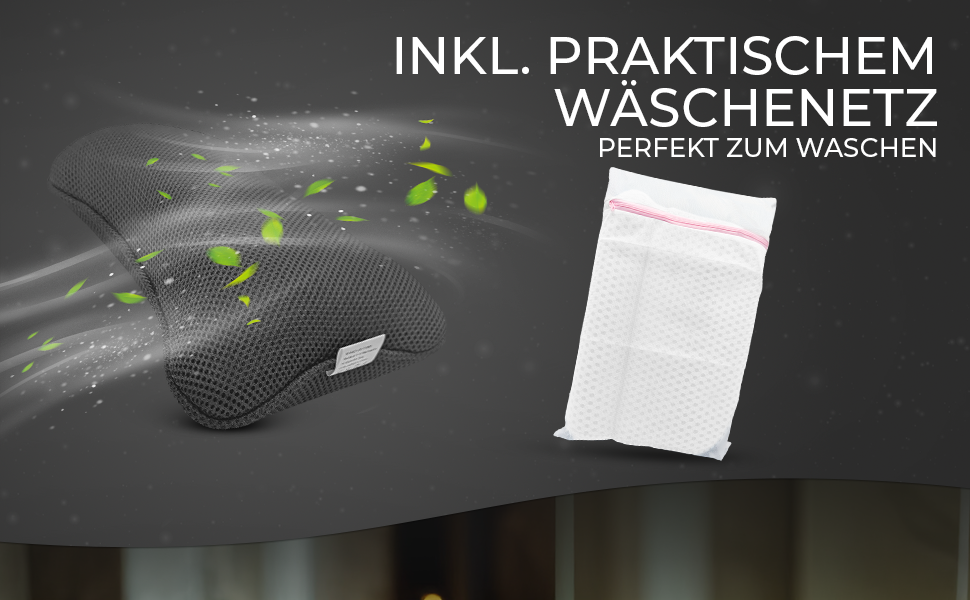 Подушка для ванни з сіткою для прання - Максимальний комфорт та розслаблення з новітньою технологією Air Mesh - Подушка для ванни з 4 міцними присосками - Підтримка шиї/голови (Сірий)