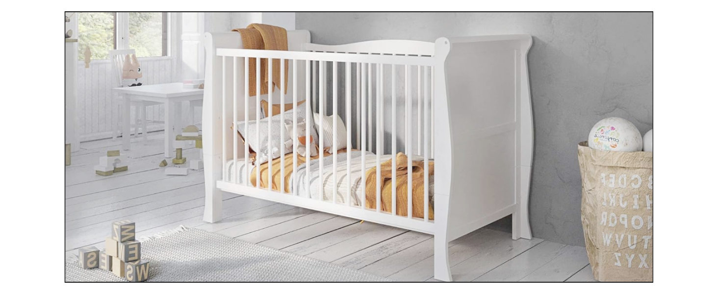 Дитяче ліжко-приліжкове Love For Sleep 120x60 з бар'єром, біле, Leo. Ліжко для новонароджених, збірно-розбірне, з дерева.