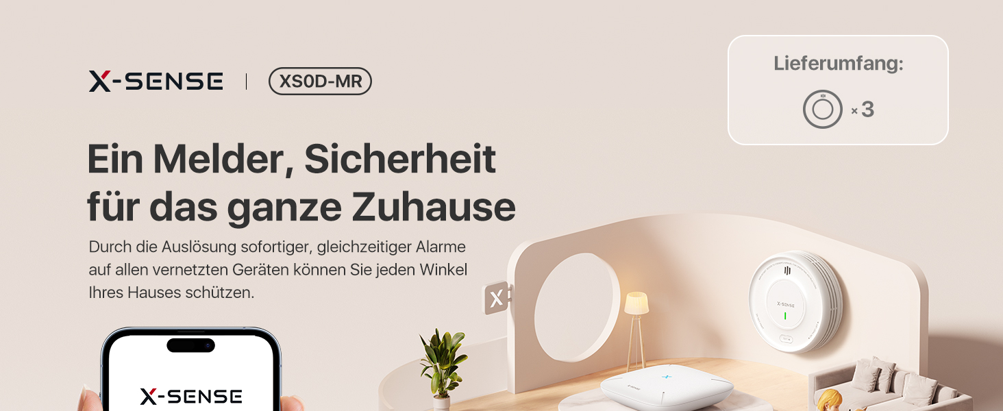 X-Sense Розумний димовий сповіщувач Wi-Fi з магнітною кріпленням, мережевий пожежний сповіщувач з базою SBS50, функція додатку, сумісний з Home Assistant, змінна батарея, XS0D-MR61, білий (3 x XS0D-MR без бази, білий)