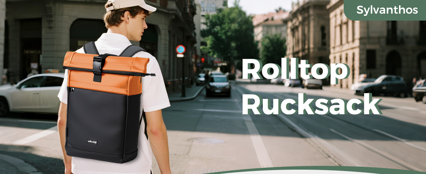 Водонепроникний рюкзак для ноутбука Rolltop 18-25Л, помаранчевий (30x13x48 см)