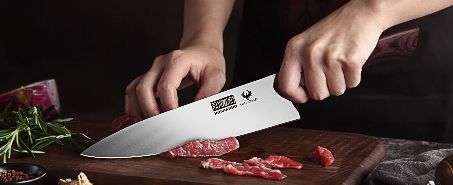 Набір ножів HOSHANHO 18 предметів з дерев'яним блоком, кухонний набір ножів з професійними лезами з високоякісної нержавіючої сталі