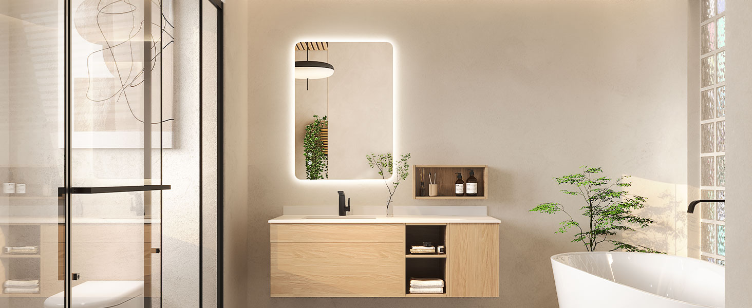 Дзеркало для ванної кімнати з LED підсвічуванням Dripex, сенсорне керування, регулювання яскравості, 3 кольори світла, антизапар, 80x80 см